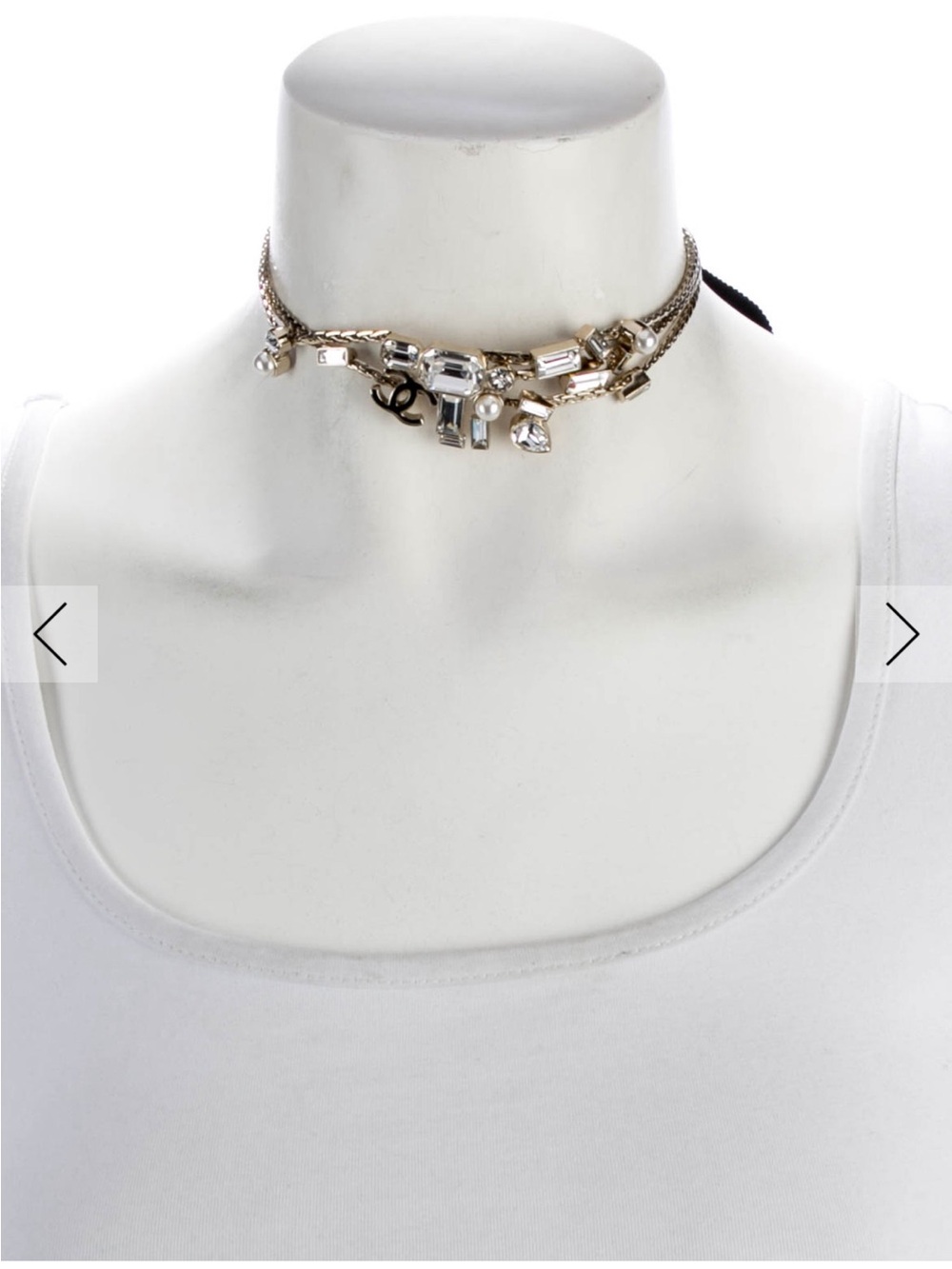 Chanel Faux Pearl, Strass & Ribbon CC Choker Necklace